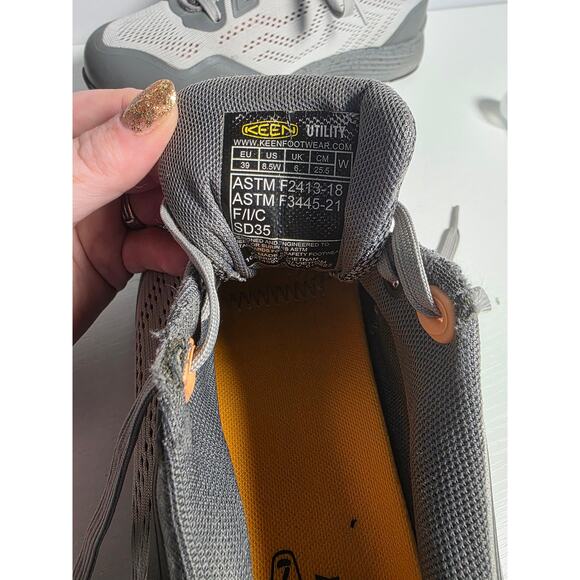 Women's 8.5 KEEN Utility Sparta II aluminum toe work shoes Drizzle/Papaya Safety - Picture 7 of 8